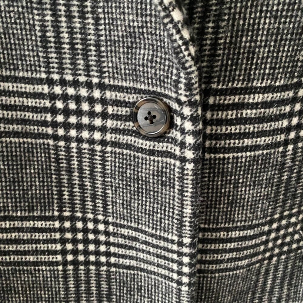 Oak + Fort Black and White Wool Blend Plaid Coat XS - Picture 7 of 14